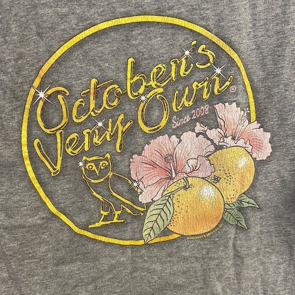 OVO October's Very‎ Own Oranges Golden Owl Print Men's Gray T-Shirt Size XL - Picture 6 of 7